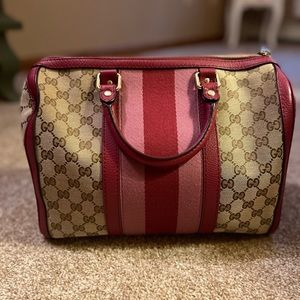 Authentic Gucci Boston GG Web Supreme Handbag.
